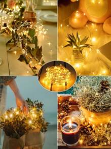 仙女灯电池供电 LED 迷你串灯闪烁灯铜线萤火虫星光灯适用于梅森罐婚礼派对圣诞节中心装饰桌饰，暖白色