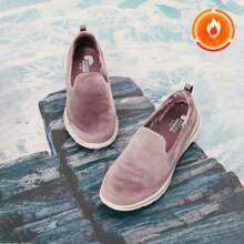 Skechers Slip-On Comfort Loafers With Soft Soles, Velvet Texture Casual Shoes