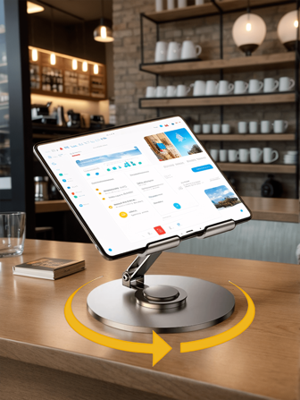 Tablet Stand 360° Rotating Adjustable Tablet Holder Metal Foldable IPad Stand Holder For Desk Table Compatible With IPad Pro 9.7,10.5,10.9, 11, Mini 4 3 2,Tab,Kindle, E-Reader(Dark Grey) Compatible With IPhone, Android Phone, Gift For Birthday, Family, Friends Phone Holder, Phone Stand, Phone Accessories