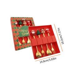 1套圣诞勺不锈钢圣诞树茶匙家居圣诞咖啡勺晚餐叉甜点勺搅拌勺冰淇淋勺创意餐具礼物节日派对用品创意圣诞礼物，圣诞节 - 彩色 - 查看 3