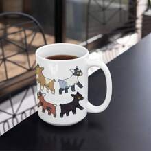 Taza de café de cerámica con cabra - Tazas lindas de cabrito para amantes de las cabras, taza de café con estampado de cabra por ambos lados, tazas de café de novedad a prueba de lavavajillas con diseño de cabra, tazas de café para regalos de amantes de las cabras, 15oz - 1 - Ver 2