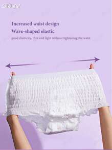 10 piezas/paquete, Toallas sanitarias nocturnas, Talla grande, Ropa interior para el período, Bragas absorbentes, Toallas sanitarias con estilo de ropa interior, Para uso nocturno - Blanco - Ver 2