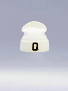 1 件儿童 26 字母针织帽，温暖、可爱、日常时尚、返校 - 白色 - 查看 40