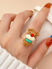 1 Nhẫn xếp chồng hoạt hình dễ thương theo chủ đề Giáng sinh có hình tuần lộc ông già Noel bằng nhựa thích hợp cho các dịp hàng ngày và tiệc tùng - Bộ sưu tập quà tặng ngày lễ - Nhiều màu - Xem 8