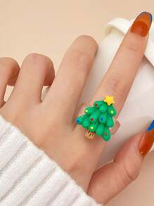 1 Nhẫn xếp chồng hoạt hình dễ thương theo chủ đề Giáng sinh có hình tuần lộc ông già Noel bằng nhựa thích hợp cho các dịp hàng ngày và tiệc tùng - Bộ sưu tập quà tặng ngày lễ - Nhiều màu - Xem 5