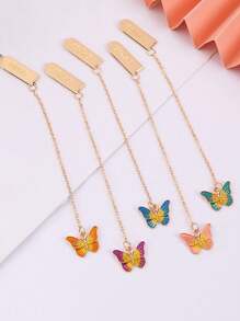1 Pc Holographic Butterfly Bookmark, Metal Pendant Girly Book Page Clip, Sold Individually/Random Color