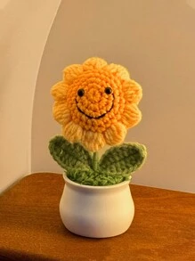 3 件情感向日葵针织花盆，成品手工编织人造花永恒向日葵花盆装饰，适用于办公室厨房客厅桌子卧室女士、办公桌汽车仪表盘装饰，趣味女士礼物，生日派对装饰，励志礼物，情人节礼物 - 彩色 - 查看 11