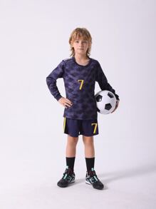 皇马儿童青少年新款休闲运动训练速干长袖运动服套装，适合休闲、运动、足球、团体活动，7号