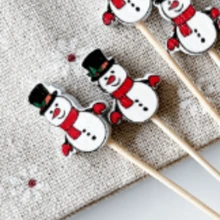 30 件圣诞节 DIY 各种款式一次性竹棒水果棒食物棒，适合圣诞节、聚会、派对、生日、圣诞快乐， - 彩色 - 查看 29