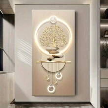 Póster de lienzo con estilo artístico moderno art decó y glamuroso con diseño del árbol de la vida, arte de pared para interiores y exteriores para sala de estar, dormitorio, oficina en casa - Pintura decorativa con temática de moda sin marco