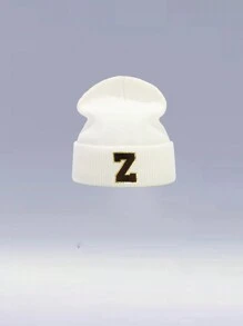 1 件儿童 26 字母针织帽，温暖、可爱、日常时尚、返校 - 白色 - 查看 15