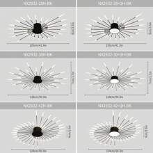 42 Lights Modern Flower-Shaped Ceiling Light , Recessed Metal & Acrylic Firework Petal LED Fixture For Living And Dining Rooms ,Remote Control Included - 黑色 - 查看 5