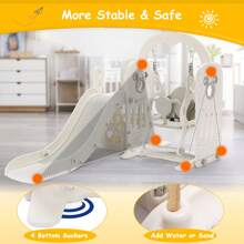 MAMIZO Kids Slide And Swing Set, Large Toddler Slide Climber Playset With Ball & Basketball Hoop, Storage Space, Anti-Slip Steps, Indoor Outdoor Playground Toy For Boys & Girls - Beige - View 10