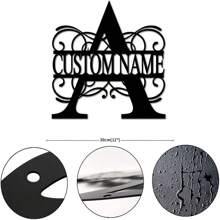 CIF BUY Nghệ thuật treo tường bằng kim loại được cá nhân hóa - Chữ cái đầu tùy chỉnh & Tên gia đình, Thiết kế chùm sáng | Đồ trang trí bằng sắt thép tái sử dụng cho nhà, hiên nhà, vườn - Nhiều màu - Xem 27