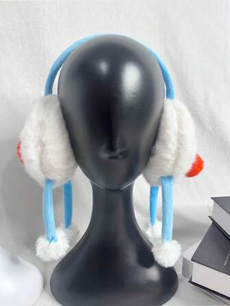 1 件女式冬季圣诞白雪人耳罩，可调节保暖耳罩带蝴蝶结装饰，蓬松衬里，适合滑雪和户外