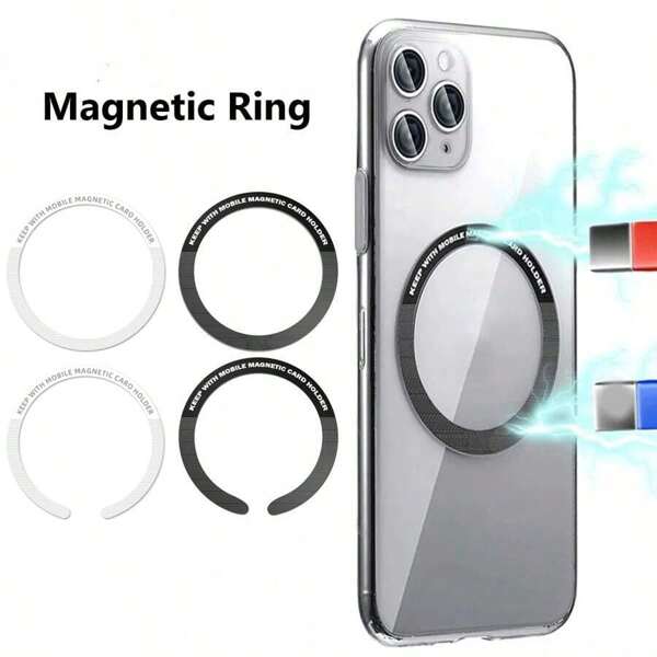 5 Piezas Placa magnética de metal anillo cargador inalámbrico lámina de hierro pegatina soporte de teléfono para coche compatible con iPhone y todos los teléfonos con hoja magnética