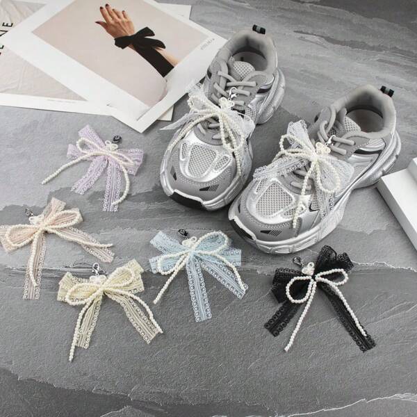 6 piezas, 4 piezas, 2 piezas Clips de zapato con lazo de encaje de perlas; 1 pieza Accesorio decorativo floral desmontable para zapatos