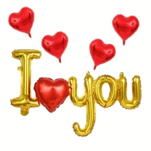 5件/套我爱你气球和心形气球套装，情人节铝膜气球装饰，适用于情人节、求婚、婚礼、周年纪念派对装饰 - 彩色 - 查看 8