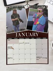 1 pièce Calendrier mural humoristique "2025 World's Greatest Mullet Humor" - Excellent pour la décoration de la maison et du bureau