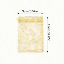 1/5/10/20 件金色欧根纱网眼礼品袋、抽绳珠宝藤蔓印花花卉派对礼品袋、婚礼派对圣诞糖果袋、婚礼用品、圣诞节情人节 - 多色 - 查看 2