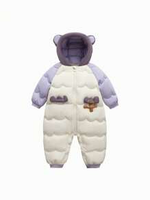 mini bala 新生儿羽绒连体衣 白色羽绒婴儿冬季连体衣
