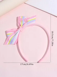 1 件装 女童彩色蝴蝶结发带 可爱小花朵装饰头带 罗缎丝带发饰 - 彩色 - 查看 3