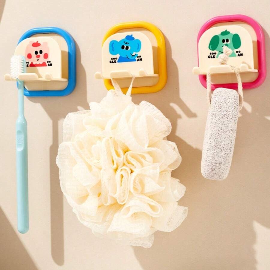 1pc 牙刷架漱口杯架壁挂式免打孔洗漱用品牙刷架浴室牙具罐架 - 彩色 - 查看 1