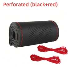 38cm/15 Inch Hand Sewing Steering Wheel Cover, DIY Breathable Anti-Slip Leather Steering Wheel Anti-Scratch Cover, Car Wheel Cover Protector With Needle And Thread, Decorative Modification Accessory, For Most Car Models