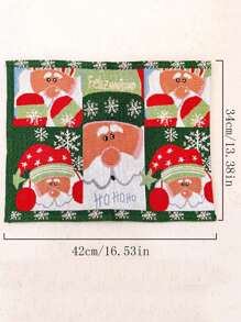 1 pieza Mantel individual tejido para decoración navideña, tapete de mesa de tejido creativo, con patrón de Papá Noel y árbol de Navidad, decoración cuadrada para mesa de comedor, suministros para ambientación del hogar