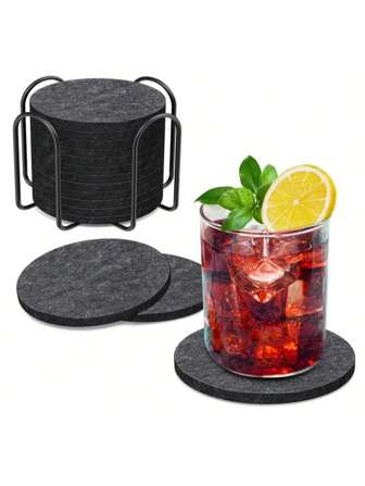 1 Set (6/12 piezas) de posavasos circulares, almohadillas de aislamiento de fieltro, estilo simple, posavasos de unicolor, manteles individuales lavables, resistentes al calor y antideslizantes, suministros de cocina, posavasos para automóvil, decoración de habitaciones
