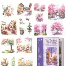 Journaling Sticker Book, 50 Sheets Scrapbook Stickers, Junk Journal Supplies, Pre-Cut Aesthetic Washi Materials, Watercolor Scrapbooking For Adults, Decorative Ephemera Bullet Planner Arts Craft