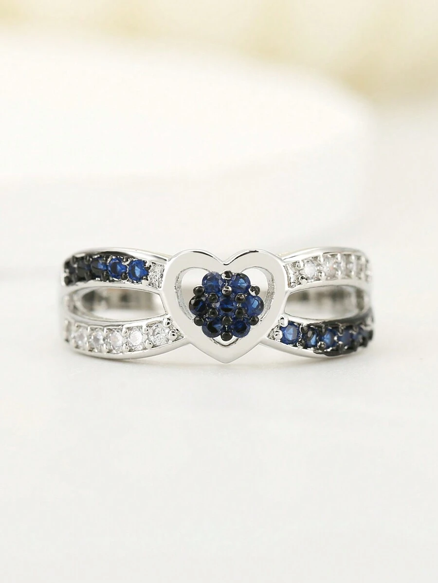 Heart Shaped And Infinity Symbol Design Engagement/Wedding Rings, Gift For Loved Ones - Silver - View 1