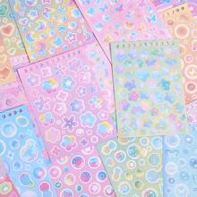 30 Sheets Cute Cartoon Laser Colorful Flashing Film Fantasy Paper Stickers Book 30 Different Patterns Decorative Material Aesthetic Stickers For Cups Laptops Notebooks Planners Journaling Supplies Back To School
