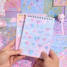 30 Sheets Cute Cartoon Laser Colorful Flashing Film Fantasy Paper Stickers Book 30 Different Patterns Decorative Material Aesthetic Stickers For Cups Laptops Notebooks Planners Journaling Supplies Back To School