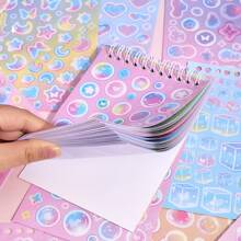 30 Sheets Cute Cartoon Laser Colorful Flashing Film Fantasy Paper Stickers Book 30 Different Patterns Decorative Material Aesthetic Stickers For Cups Laptops Notebooks Planners Journaling Supplies Back To School