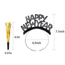 6pcs/12pcs/24 Pieces New Years Eve Party Supplies 2025, Happy New Year Headband Tiara, Metallic Fringed Noise Makers Gold Sliver For Adults