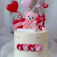 Bộ trang trí bánh màu hồng 4 món/12 món, thích hợp để trang trí bánh ngày Valentine, đám cưới, sinh nhật và làm quà tặng. - Nhiều màu - Xem 3