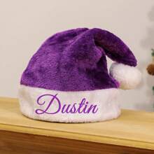 Cappello natalizio in peluche personalizzato, cappello natalizio per la famiglia, cappello con nome personalizzato, regalo di Natale per bambini, cappello natalizio in peluche, berretto di Babbo Natale personalizzato - cappello di Babbo Natale - Visualizzare 7
