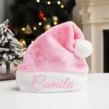 Cappello natalizio in peluche personalizzato, cappello natalizio per la famiglia, cappello con nome personalizzato, regalo di Natale per bambini, cappello natalizio in peluche, berretto di Babbo Natale personalizzato - cappello di Babbo Natale - Visualizzare 5