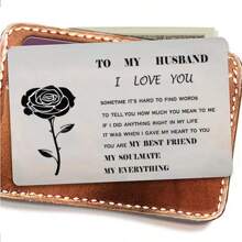 金属钱包卡，适合送给丈夫或男朋友的礼物，个性化定制钱包卡，适合部署，定制周年纪念礼物，适合情人节，女士钱包和包包 - 銀色 - 查看 4