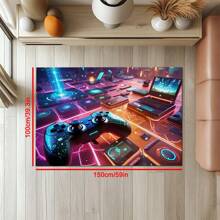 1pc Colorful & Stylish Gaming Themed Area Rug, Interesting Cartoon INS Inspired Rectangle Soft Anti-Slip Carpet, Suitable For Outdoor, Entryway, Living Room, Bedroom, Laundry Room, Bathroom, Game Room, Machine Washable, Household Decoration