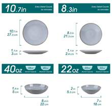 vancasso 16 Pcs Dinnerware Set, Grey Set,  Porcelain Dinnerware, Dinner Plates, Dessert Plates, Bowls And Soup Plates For 4 Person - Grey - View 6