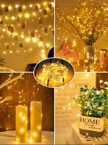 仙女灯电池供电 LED 迷你串灯闪烁灯铜线萤火虫星光灯适用于梅森罐婚礼派对圣诞节中心装饰桌饰，暖白色