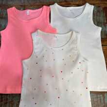 Kit 3 Ribbed Knit Tank Tops For Girls Summer Assorted Prints And Colors Summer - 彩色 - 查看 2