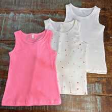Kit 3 Ribbed Knit Tank Tops For Girls Summer Assorted Prints And Colors Summer - 彩色 - 查看 3