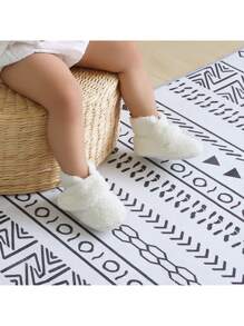 新生儿婴儿女孩男孩短靴 防滑袜子拖鞋 柔软卧室鞋 防滑踝靴 带抓手 幼儿婴儿床保暖鞋 初学步鞋 生日派对 圣诞节