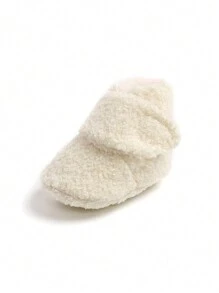 新生儿婴儿女孩男孩短靴 防滑袜子拖鞋 柔软卧室鞋 防滑踝靴 带抓手 幼儿婴儿床保暖鞋 初学步鞋 生日派对 圣诞节