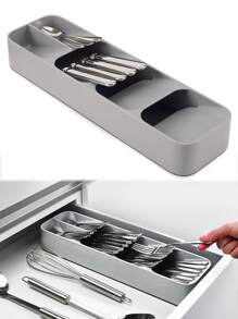 Kitchen Drawer Cutlery Organizer Drawer Store Compact Space Saving Tray For Flatware Silverware - 灰色 - 查看 1