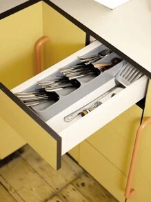 Kitchen Drawer Cutlery Organizer Drawer Store Compact Space Saving Tray For Flatware Silverware - 灰色 - 查看 10