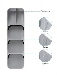 Kitchen Drawer Cutlery Organizer Drawer Store Compact Space Saving Tray For Flatware Silverware - 灰色 - 查看 4